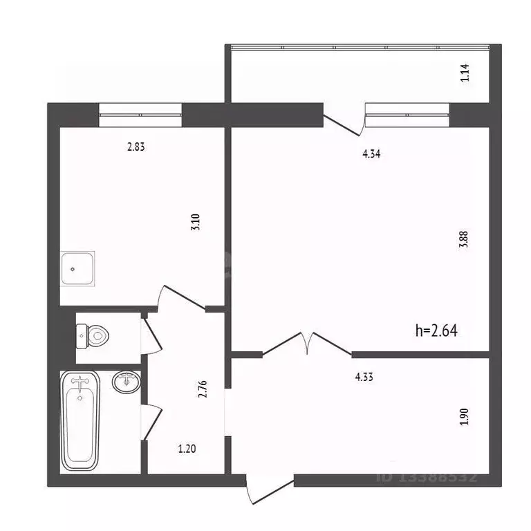 1-к кв. Красноярский край, Красноярск 9 Мая ул., 55 (40.6 м) - Фото 1