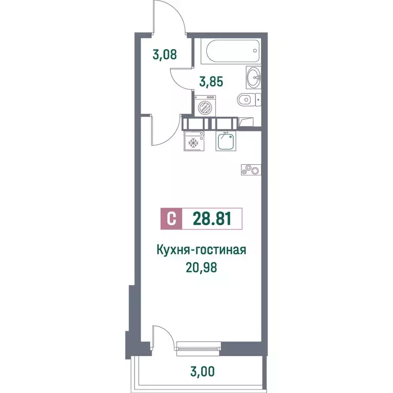 Квартира-студия: Мурино, проспект Авиаторов Балтики, 23к3 (28.81 м) - Фото 0