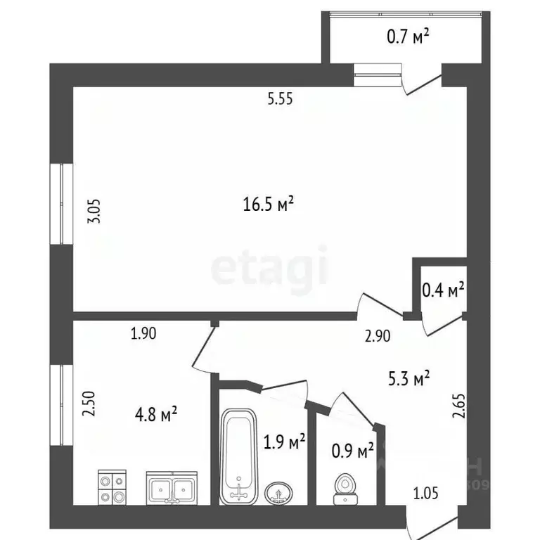 1-к кв. Мордовия, Саранск ул. Марины Расковой, 34 (29.8 м) - Фото 2