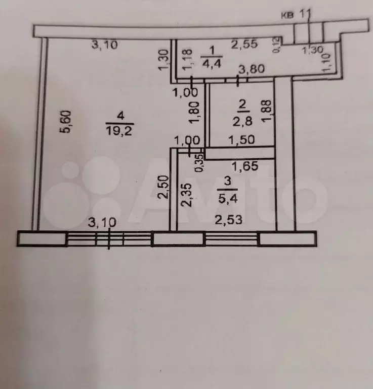 1-к. квартира, 31,8 м, 3/5 эт. - Фото 0