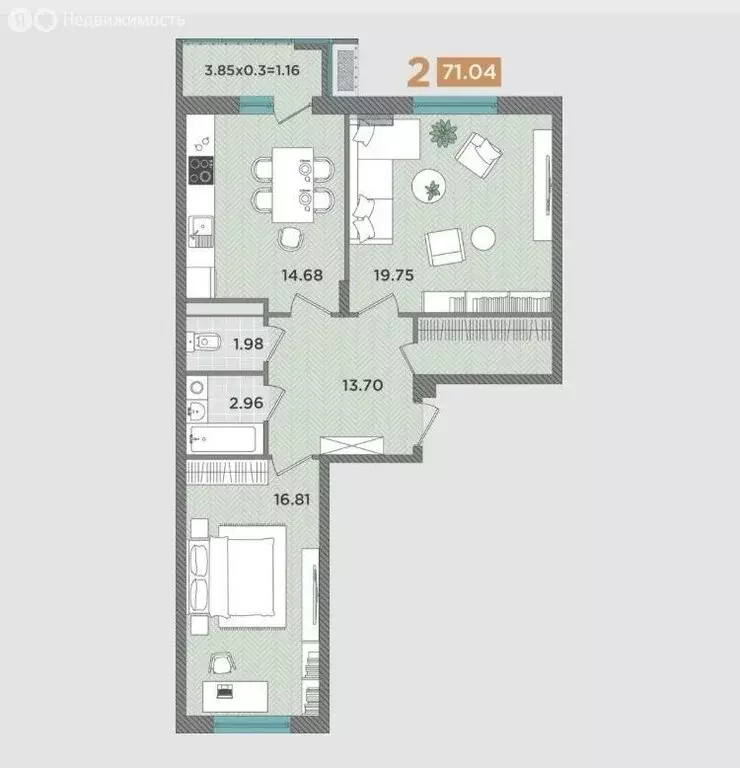2-комнатная квартира: Темрюк, Дальняя улица, 30 (71 м) - Фото 0