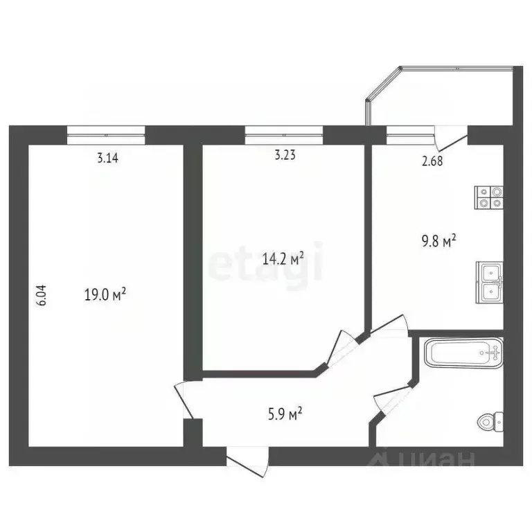 2-к кв. Вологодская область, Вологда Северная ул., 36 (53.0 м) - Фото 0