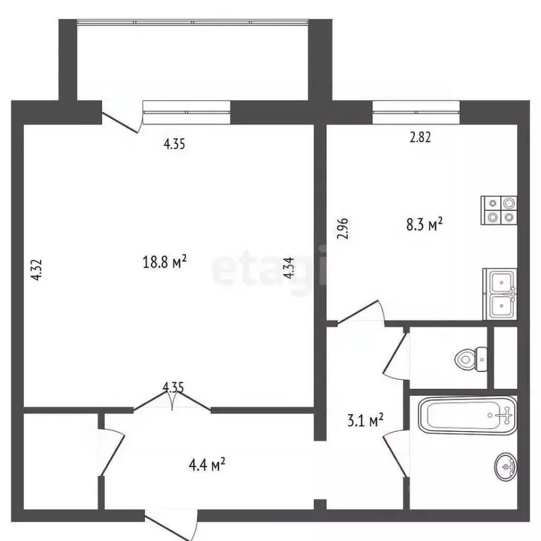 1-к кв. Челябинская область, Челябинск ул. Зальцмана, 10 (40.0 м) - Фото 2