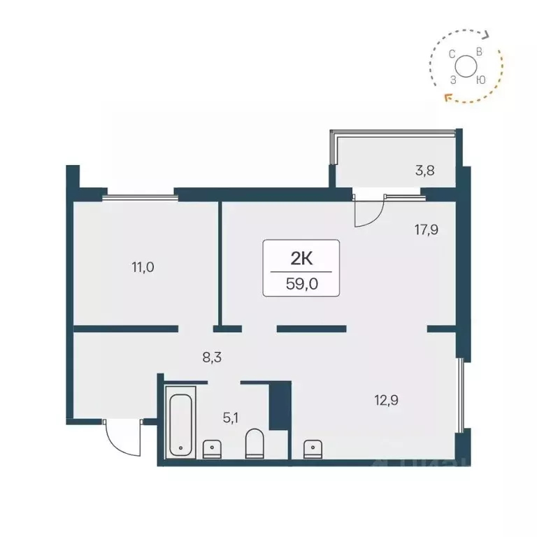 2-к кв. Новосибирская область, Новосибирск Кедровая ул., 80/1 (59.1 м) - Фото 0