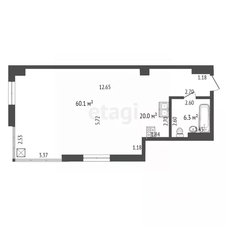 Офис в Тюменская область, Тюмень ул. Сакко, 24 (60 м) - Фото 1