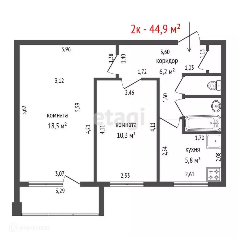 Продаётся 2-к квартира, 44.9 м - Фото 0