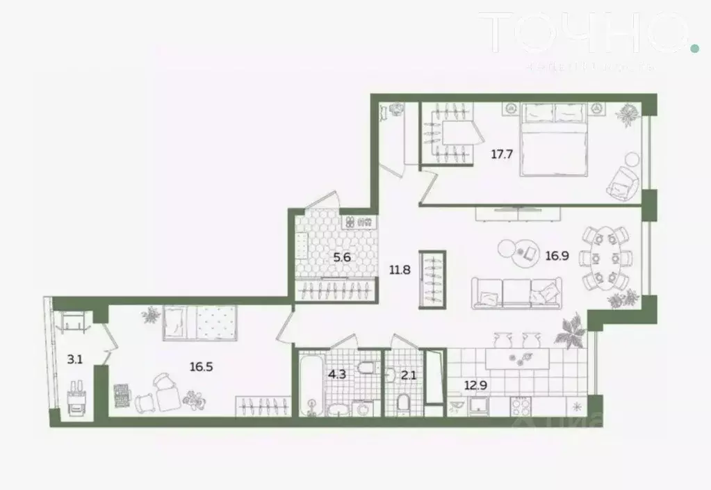 3-к кв. Пензенская область, Пенза просп. Победы, 97а (91.0 м) - Фото 2