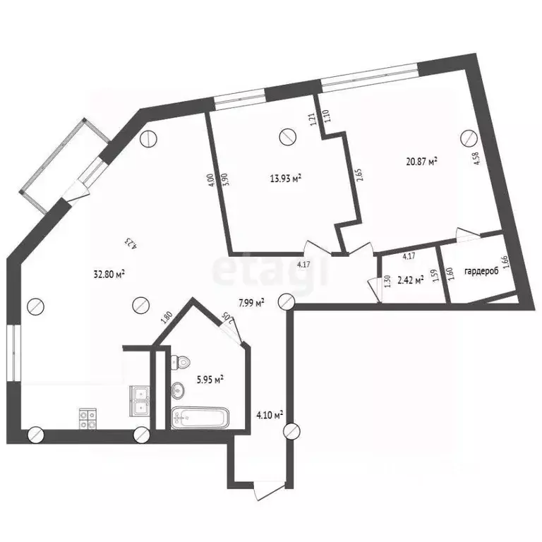 3-к кв. Тюменская область, Тюмень ул. 50 лет ВЛКСМ, 13 (87.0 м) - Фото 2