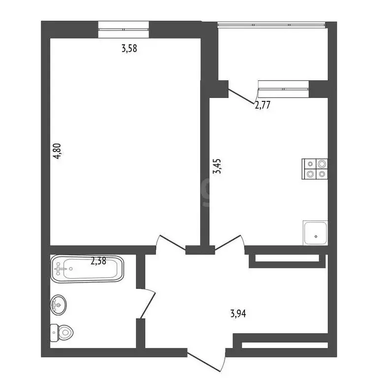 1-комнатная квартира: Тюмень, улица Газовиков, 61 (38.5 м) - Фото 0
