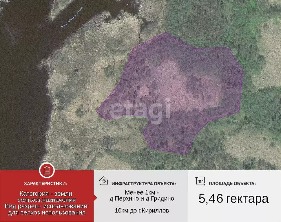 Участок в Вологодская область, Кирилловский муниципальный округ, д. ... - Фото 1
