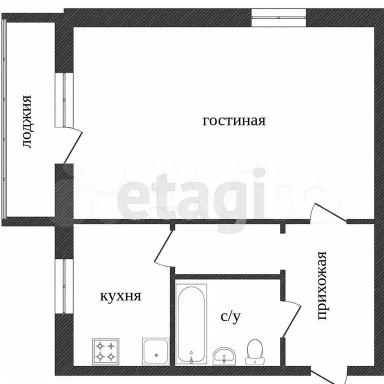 1-к. квартира, 30,8 м, 4/5 эт. - Фото 0