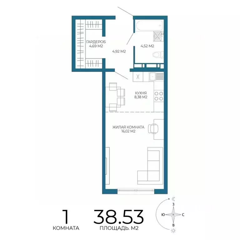 1-к кв. Пензенская область, Пенза Чаадаев жилой комплекс (38.53 м) - Фото 1