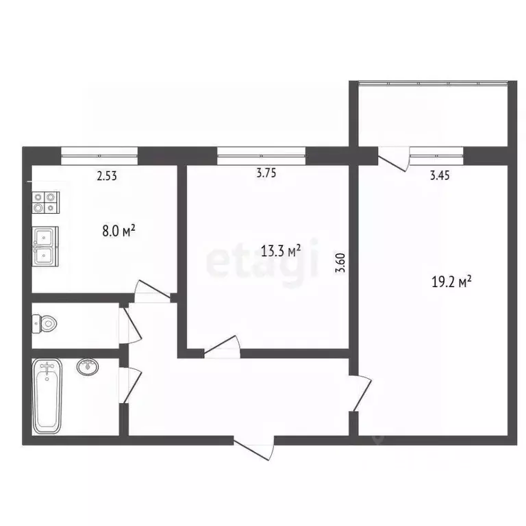 2-к кв. Калужская область, Калуга ул. Белинского, 3 (53.0 м) - Фото 1