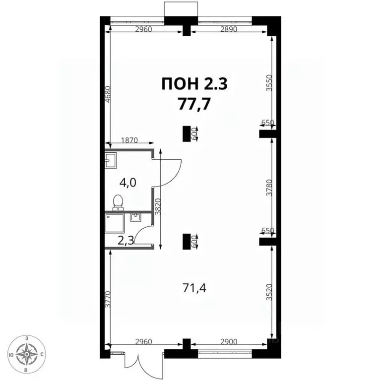 Помещение свободного назначения в Москва № 70 кв-л,  (78 м) - Фото 2