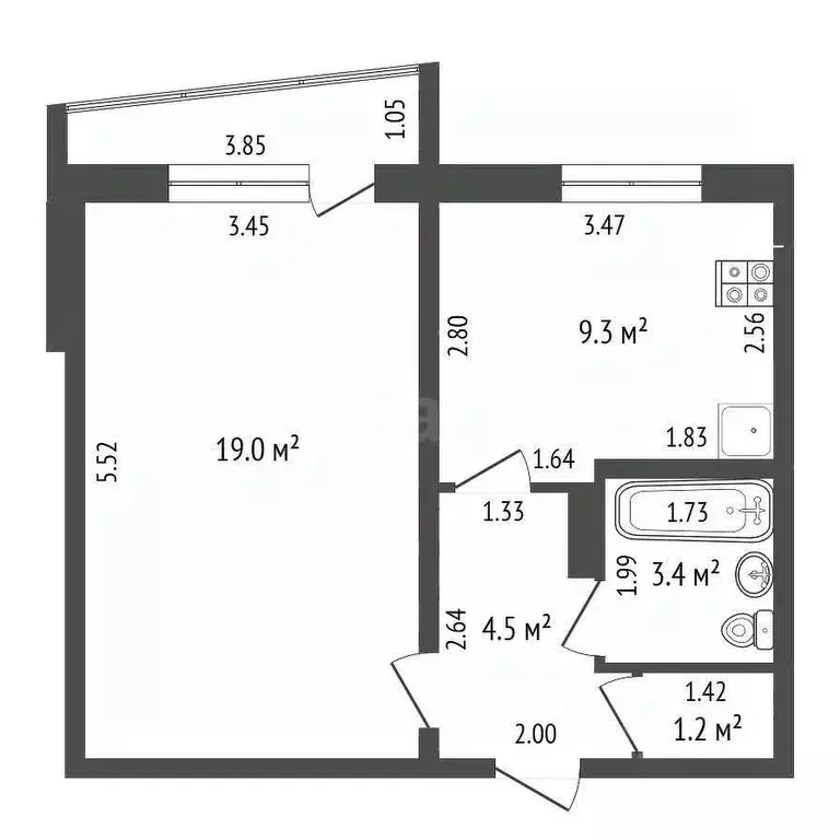 1-к кв. Тамбовская область, Тамбов Астраханская ул., 195к4 (35.0 м) - Фото 1