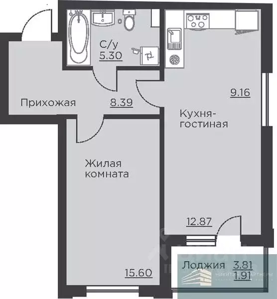 1-к кв. Воронежская область, Воронеж ул. Ломоносова, 116Б (53.2 м) - Фото 0