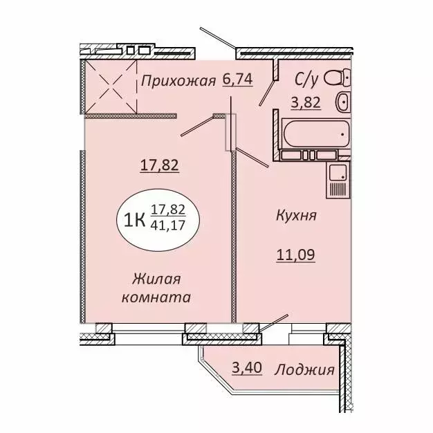 1-комнатная квартира: новосибирск, коммунстроевская улица, 146 (41.17 . - Фото 0