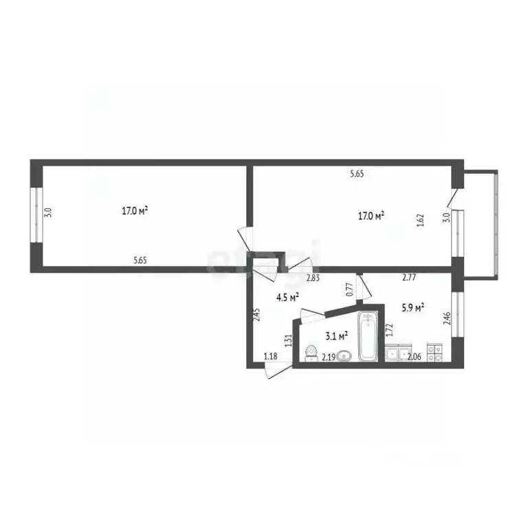 2-к кв. Забайкальский край, Чита ул. Красной Звезды, 20 (47.5 м) - Фото 2