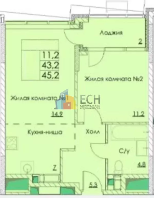 2-к кв. Москва Михалковская ул., 50 (58.5 м) - Фото 2