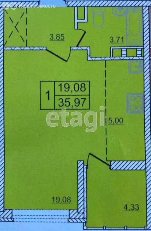 1-комнатная квартира: Анапа, улица Адмирала Пустошкина, 12к2 (36 м) - Фото 1