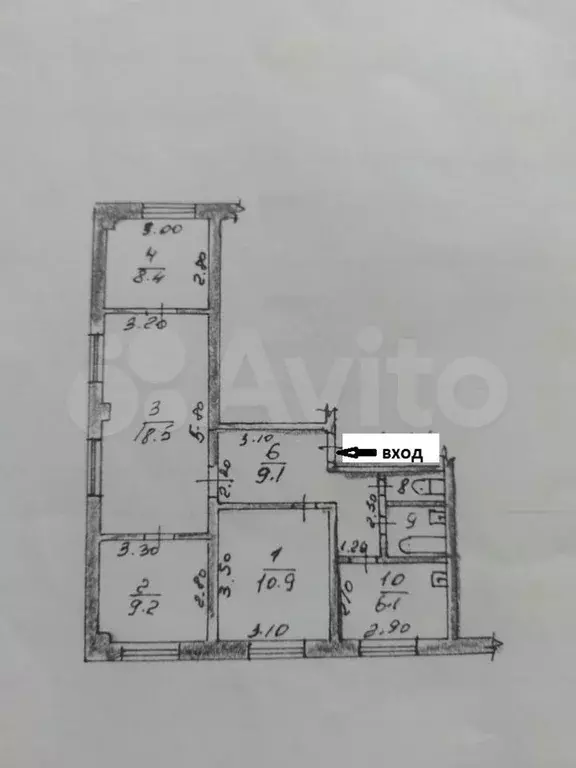 4-к. квартира, 65,5 м, 1/5 эт. - Фото 0