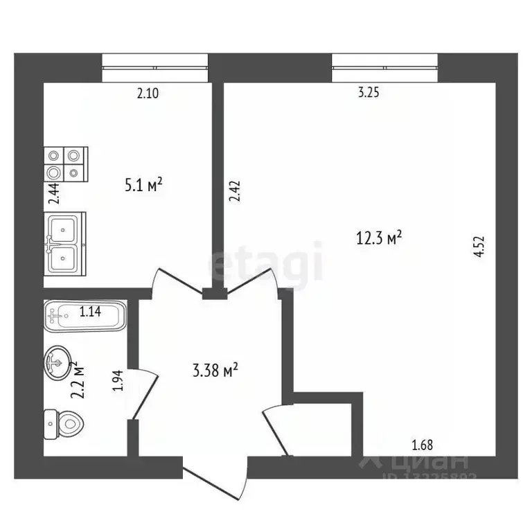 1-к кв. Вологодская область, Тотемский муниципальный округ, пос. ... - Фото 2