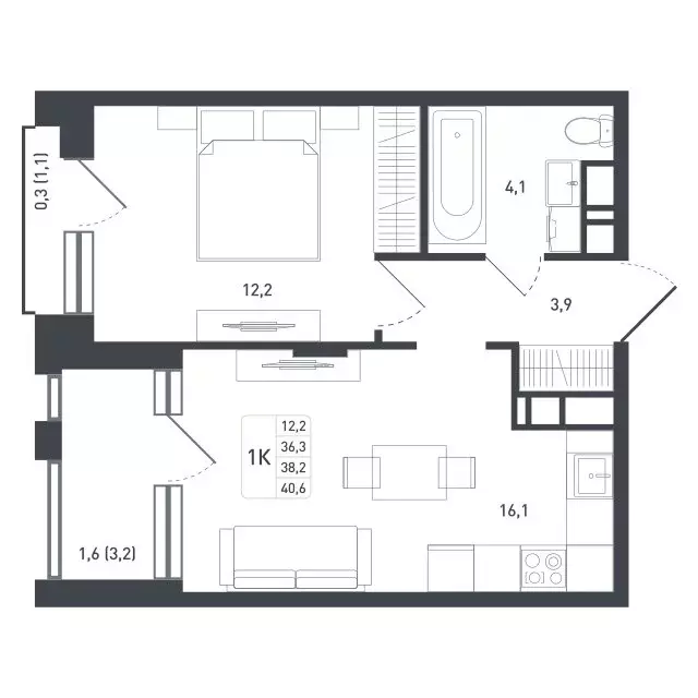 1-комнатная квартира: Московская область, городской округ Подольск, ... - Фото 1