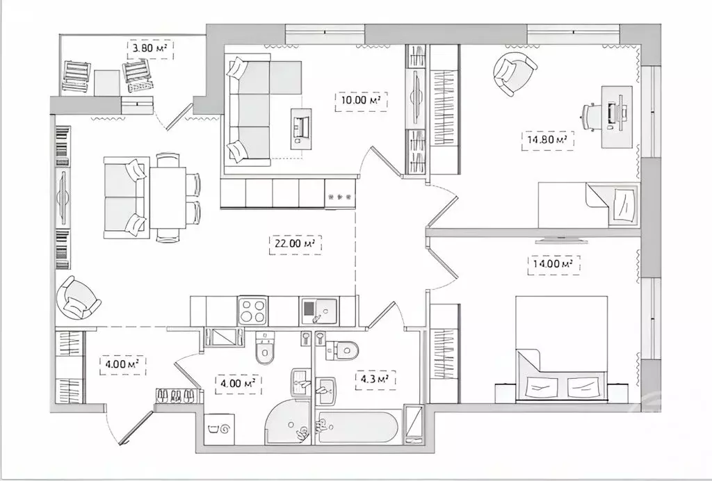 3-комнатная квартира: Санкт-Петербург, Белоостровская улица, 10к2 ... - Фото 1