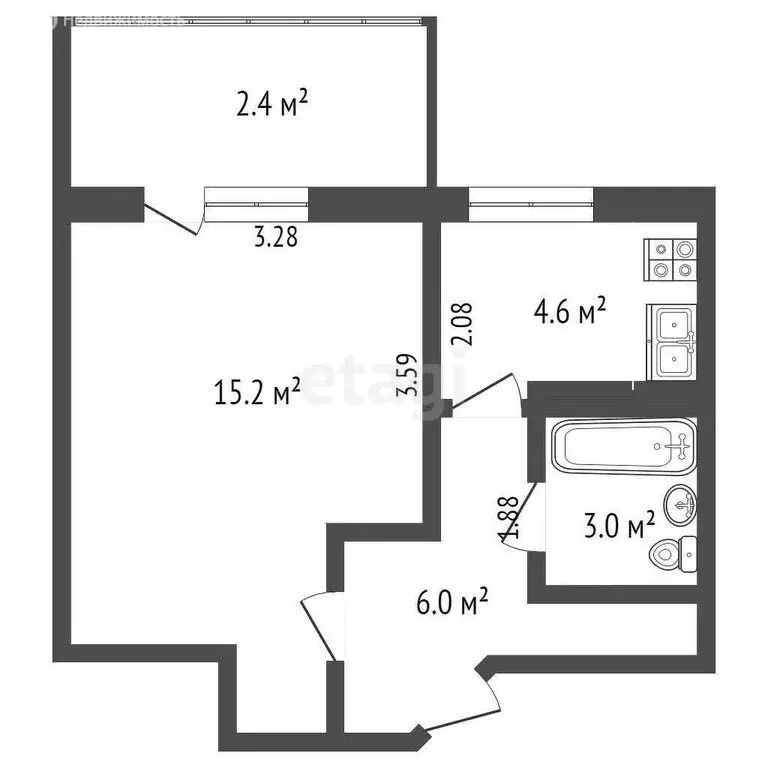 1-комнатная квартира: Ялта, Сосновая улица, 34 (28.8 м) - Фото 0