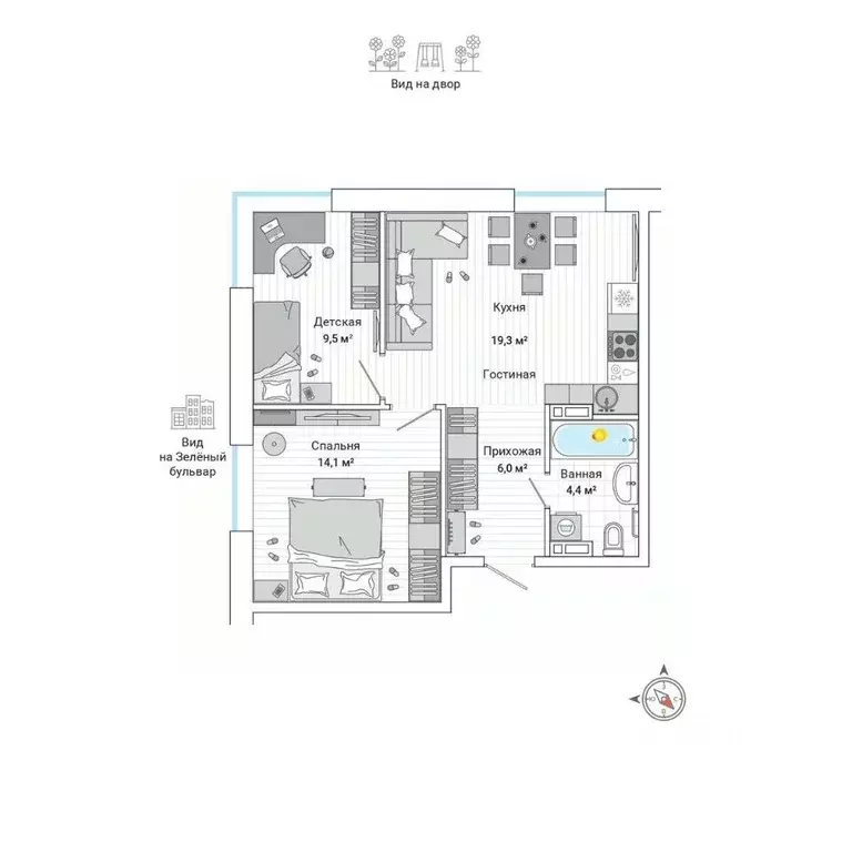 3-к кв. Приморский край, Владивосток Гринвуд жилой комплекс (53.8 м) - Фото 1