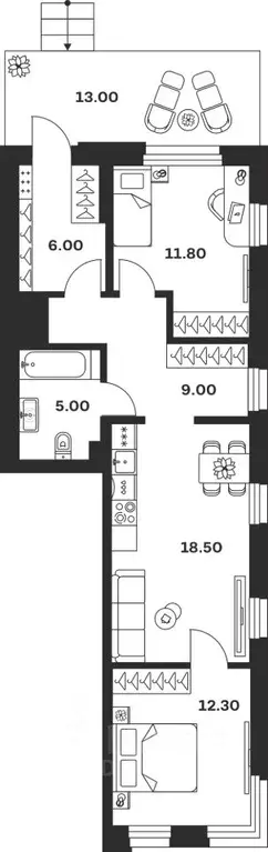 2-к кв. Тульская область, Тула ул. Михеева, 9А (66.5 м) - Фото 1