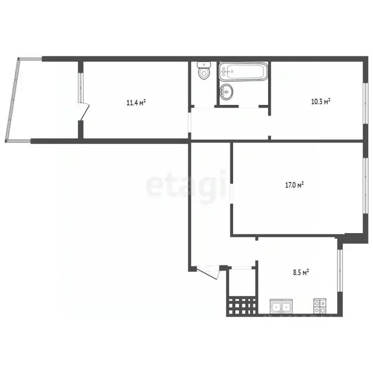 3-к кв. Воронежская область, Воронеж ул. Хользунова, 109 (66.0 м) - Фото 1