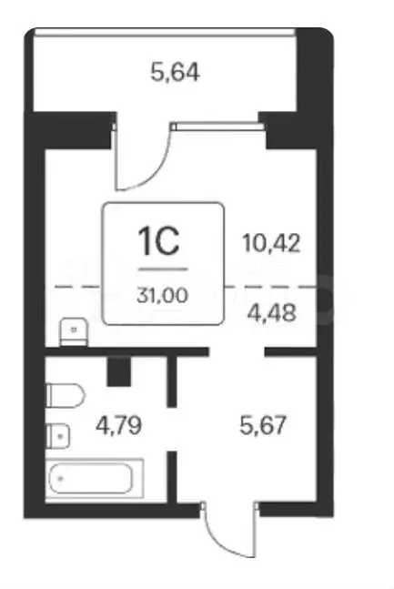 Квартира-студия, 31 м, 3/25 эт. - Фото 0