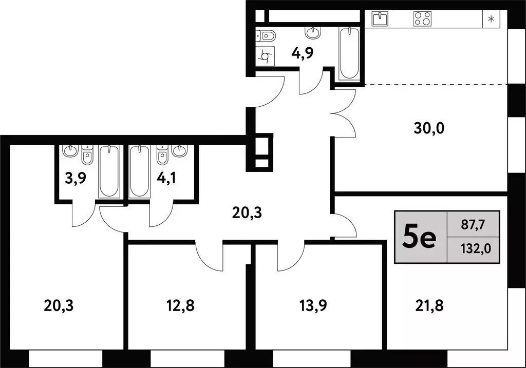 5-комнатная квартира: Москва, Фестивальная улица, 15к24/1 (131.9 м) - Фото 0