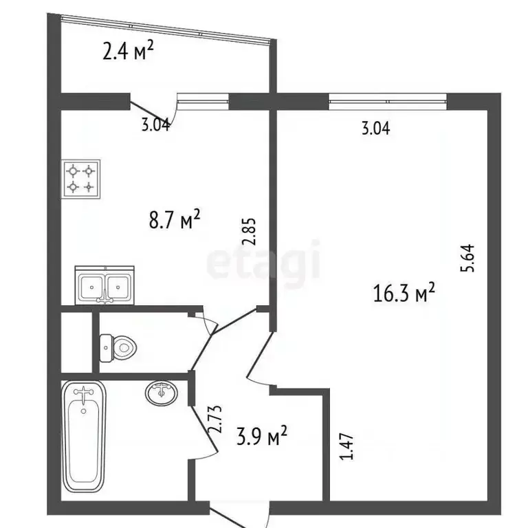1-к кв. Санкт-Петербург ул. Тельмана, 30к2 (33.2 м) - Фото 2
