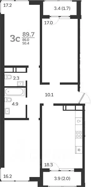 3-к кв. Краснодарский край, Краснодар Колхозная ул., 5/2к1 (89.7 м) - Фото 0