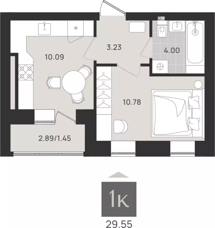 1-к кв. Калининградская область, Калининград Московское кв-л,  (29.55 ... - Фото 0