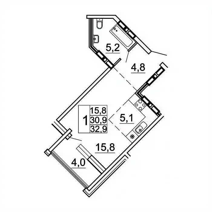 1-к кв. Приморский край, Владивосток Лесная ул., 1В/1 (32.9 м) - Фото 1