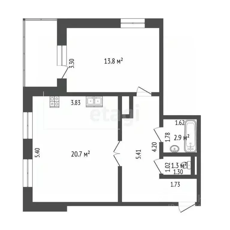 1-к кв. Тюменская область, Тюмень ул. Бориса Житкова, 7к1 (49.1 м) - Фото 1