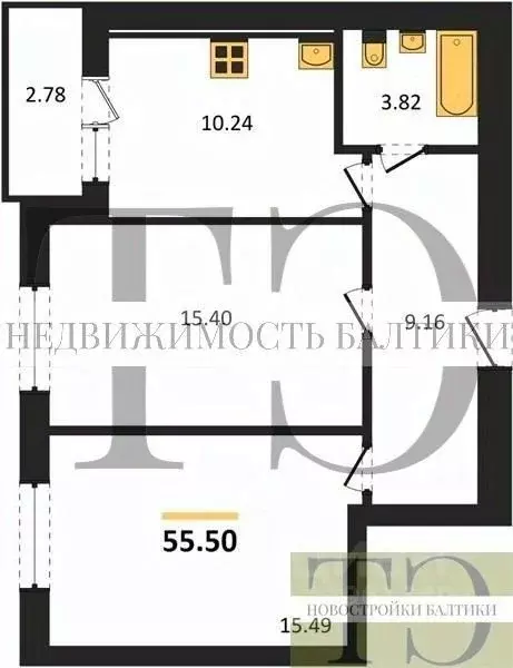 2-к кв. Калининградская область, Калининград Суздальская ул., 15 (55.5 ... - Фото 0