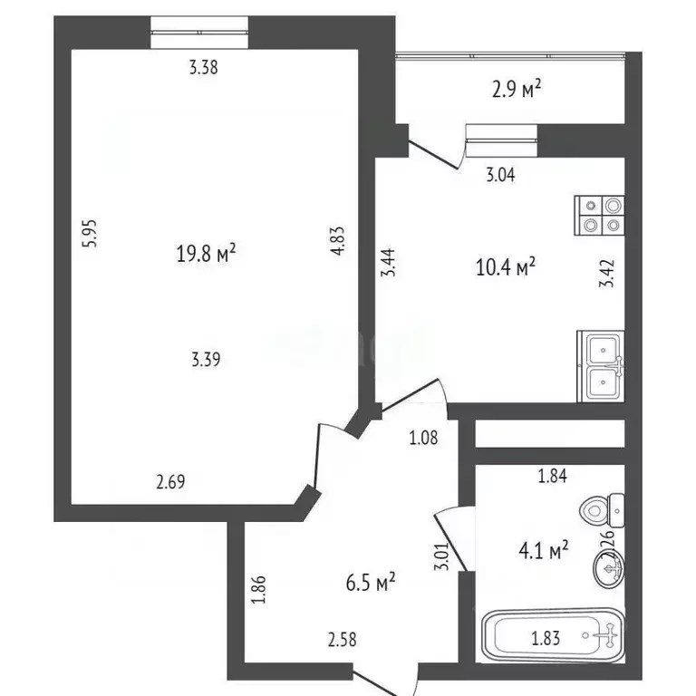 1-к кв. Башкортостан, Стерлитамак просп. Октября, 38 (36.9 м) - Фото 2