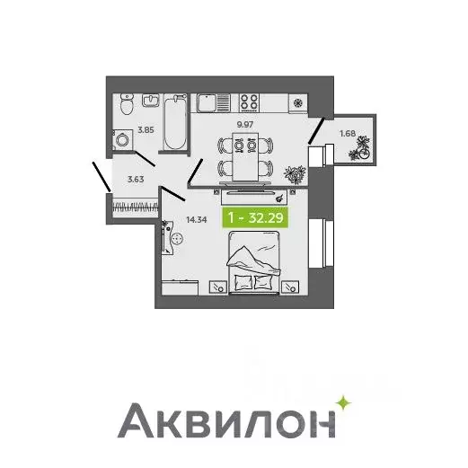 1-к кв. Архангельская область, Северодвинск Квартал № 100 жилой ... - Фото 0