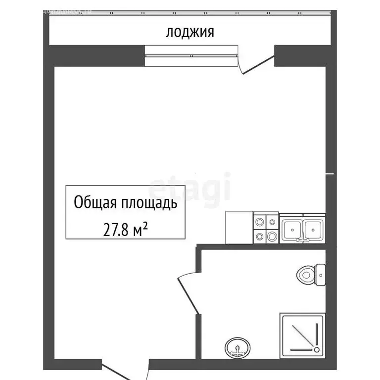 Квартира-студия: Новосибирск, улица 25 лет Октября, 14/1 (27.8 м) - Фото 1