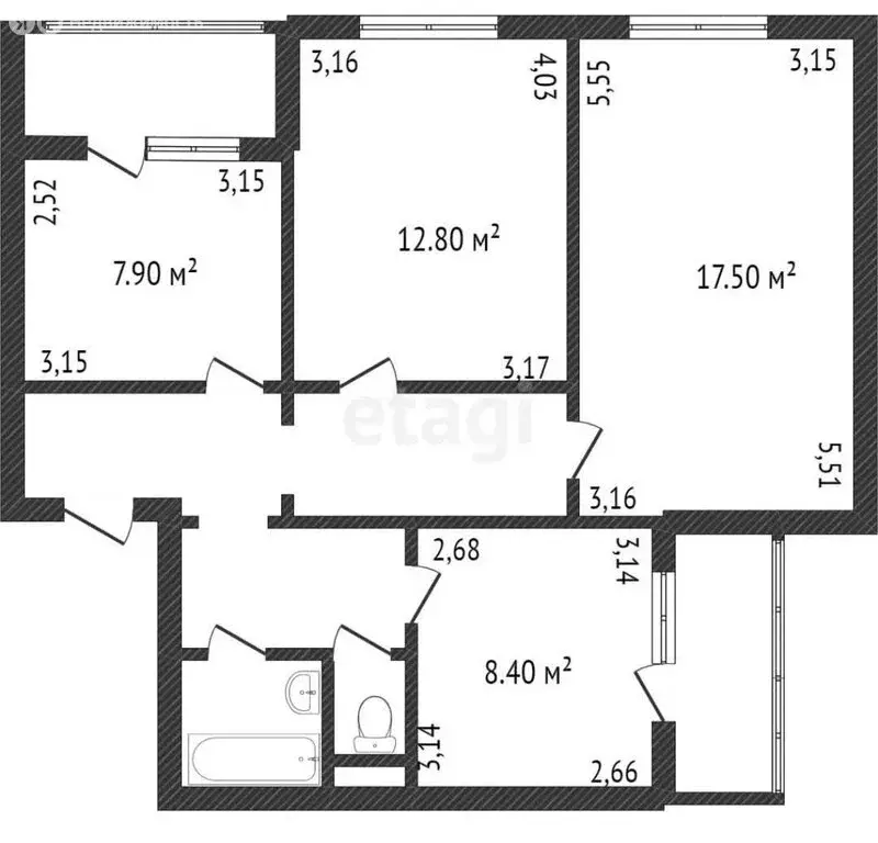 3-комнатная квартира: Разумное, улица 78-й Гвардейской Дивизии, 10 (58 ... - Фото 1
