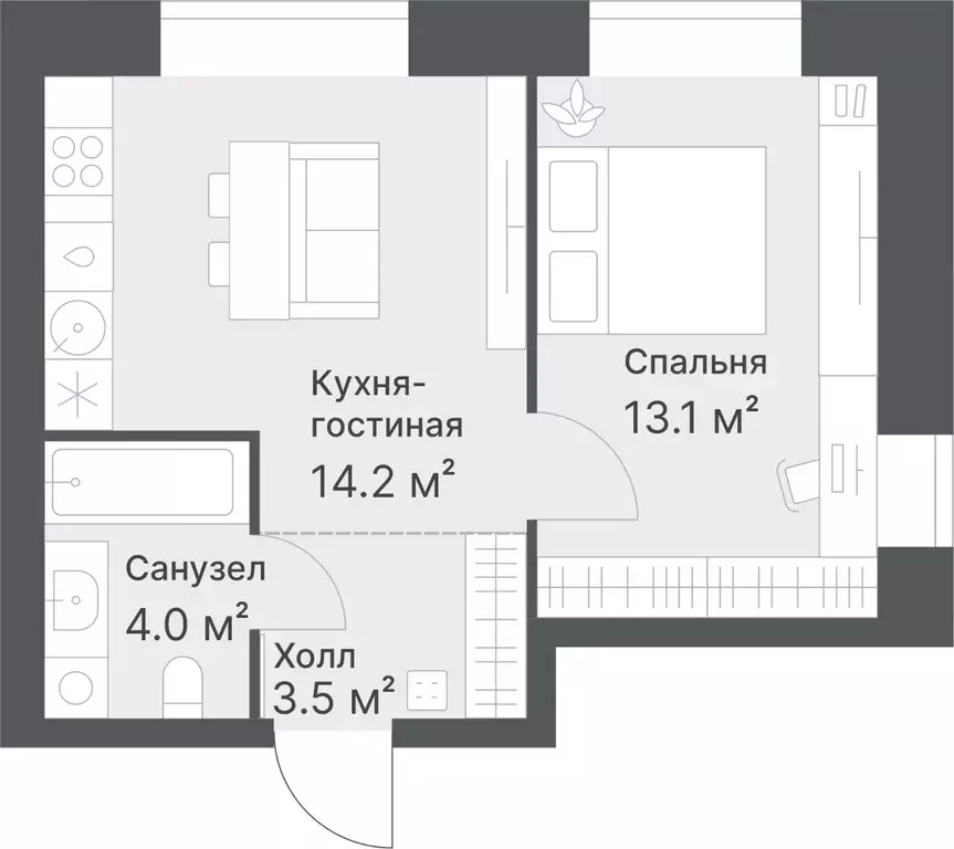 2-к кв. Тюменская область, Тюмень Кремлевская ул., 97 (34.8 м) - Фото 0