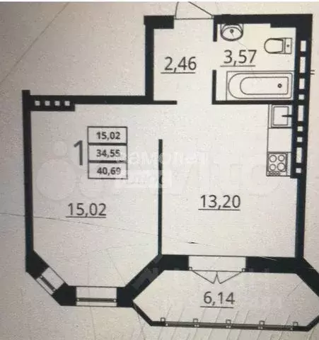 1-к кв. Волгоградская область, Волгоград ул. Покрышкина, 2 (40.0 м) - Фото 2