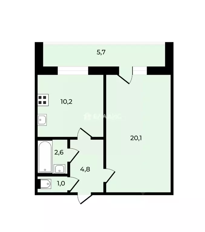 1-к кв. Санкт-Петербург Вербная ул., 18К1 (38.7 м) - Фото 2