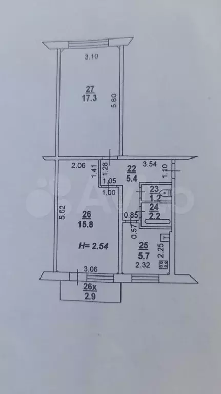 2-к. квартира, 48,7 м, 5/5 эт. - Фото 0