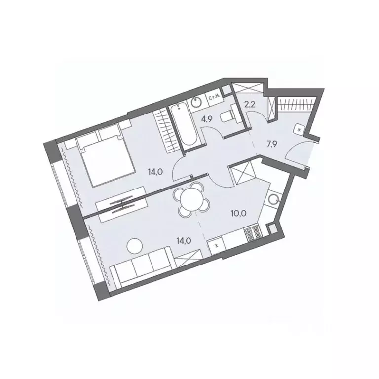 2-к кв. Москва ш. Боровское (дублер) (53.0 м) - Фото 0
