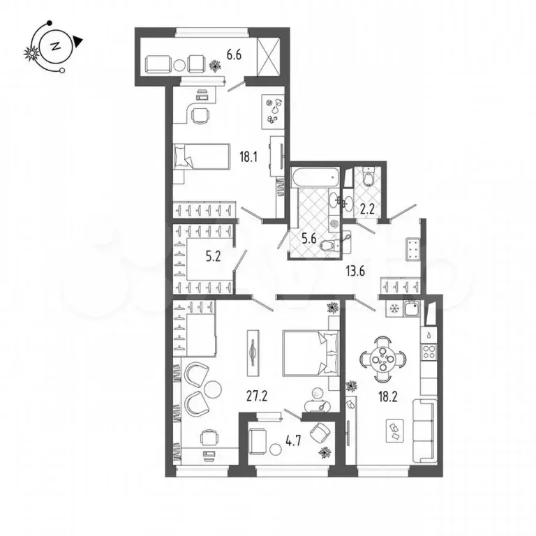 2-к. квартира, 110 м, 2/10 эт. - Фото 0